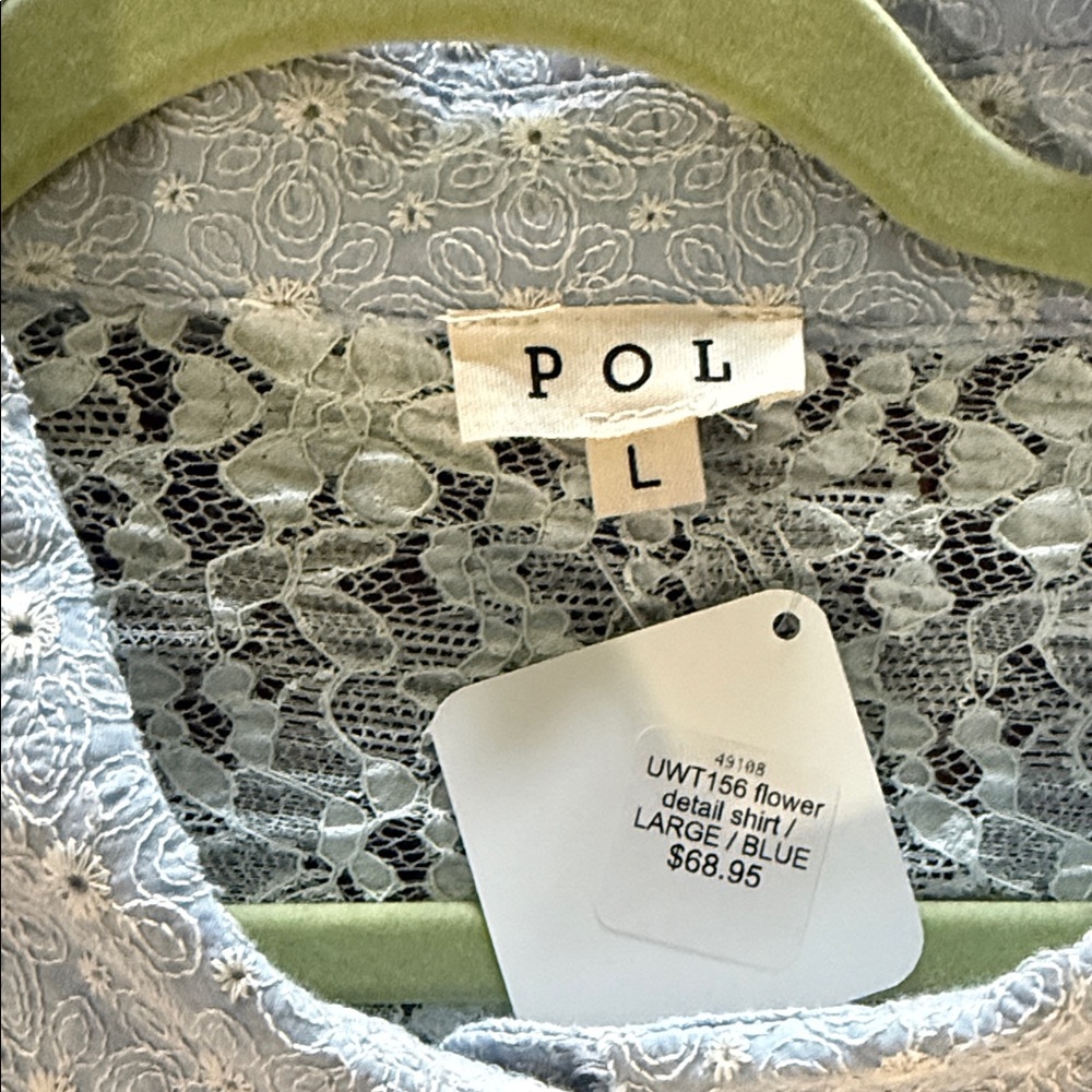 POL Light Gray Floral Appliqué Sequin shacket with balloon sleeves nwt - Picture 2 of 7